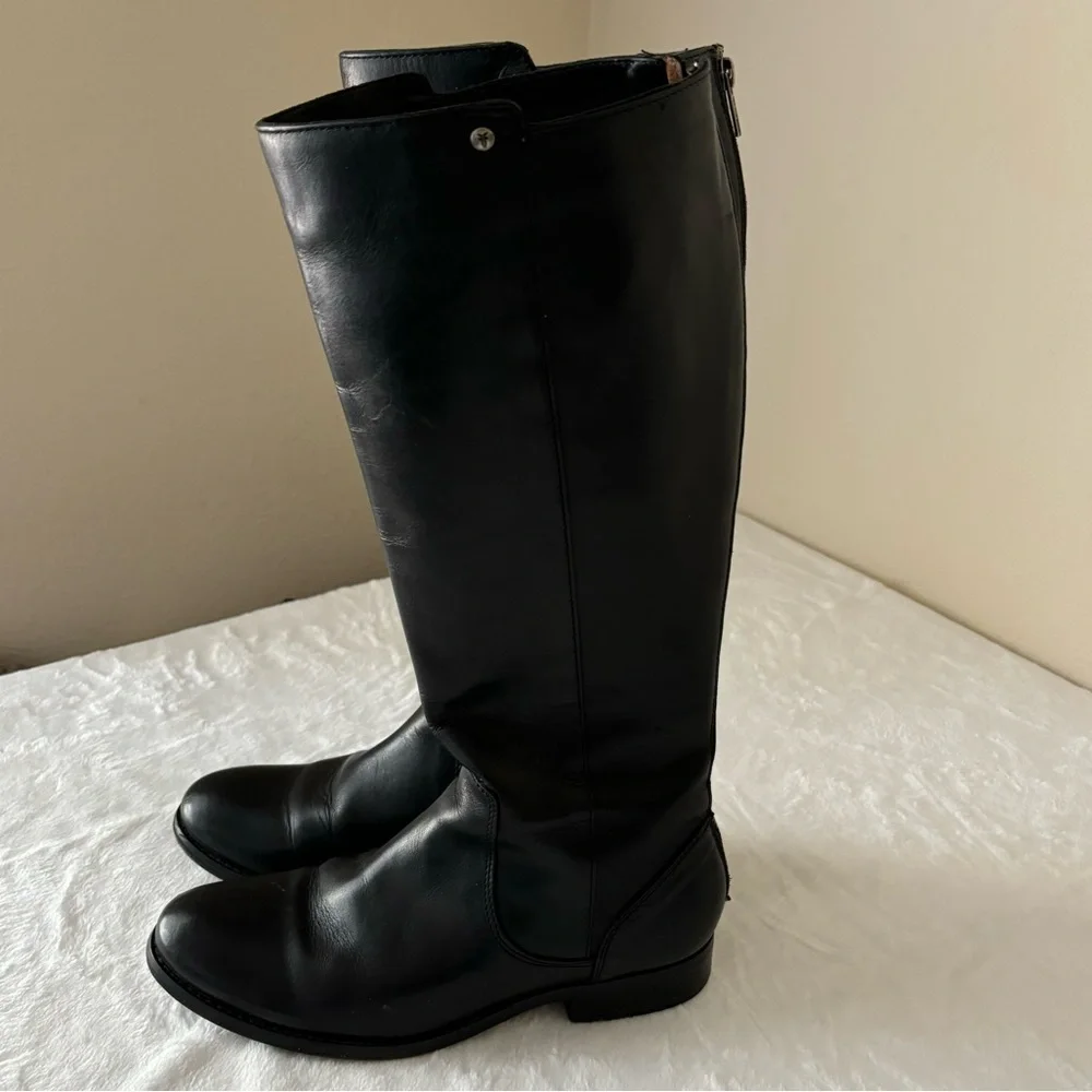 FRYE MELISSA STUD BACK ZIP LEATHER Boot size 7 Black